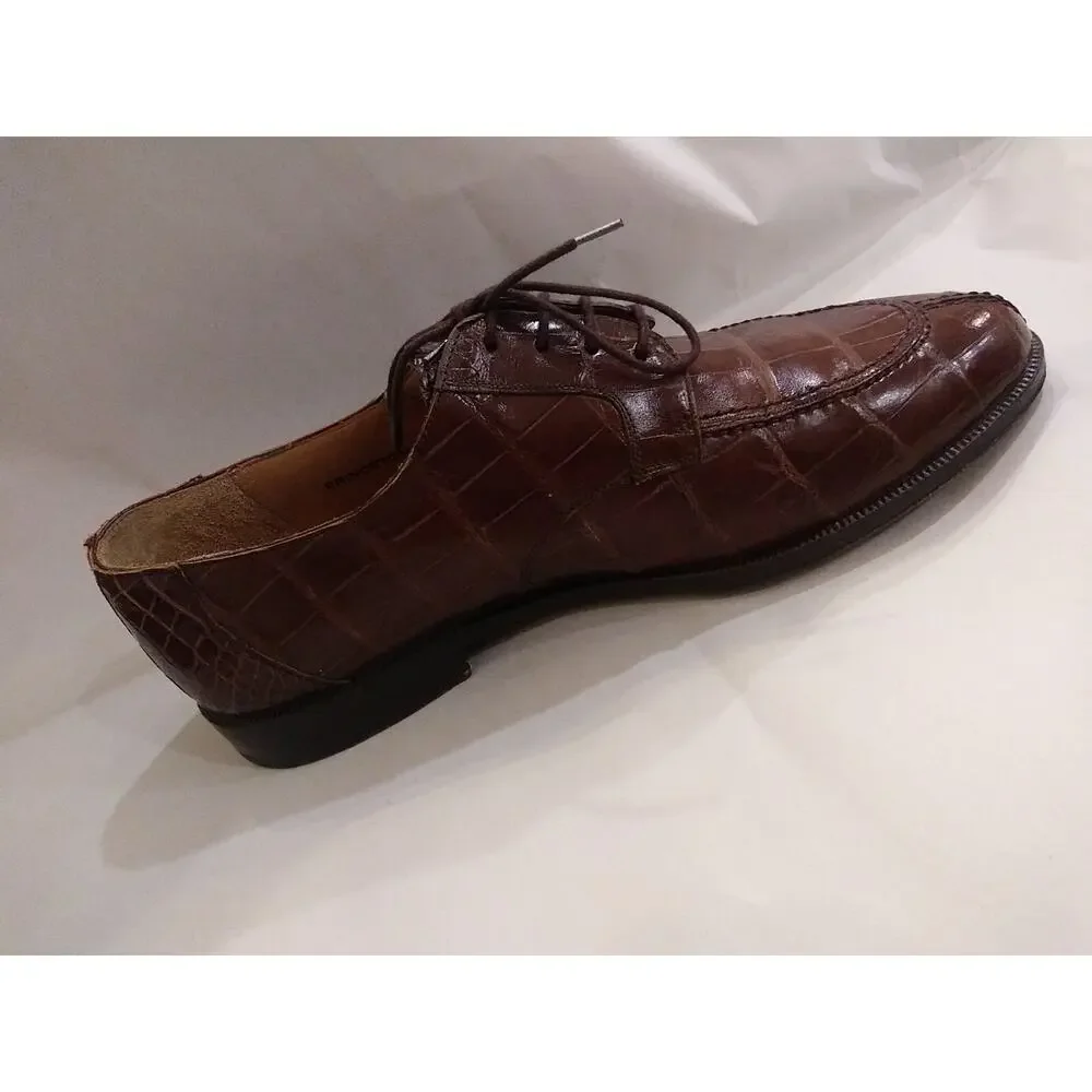 MENS MEZLAN PRINCETON CASUAL/FORMAL GENUINE ALLIGATOR BROWN SHOES SIZE 8.5 M - Picture 5 of 12